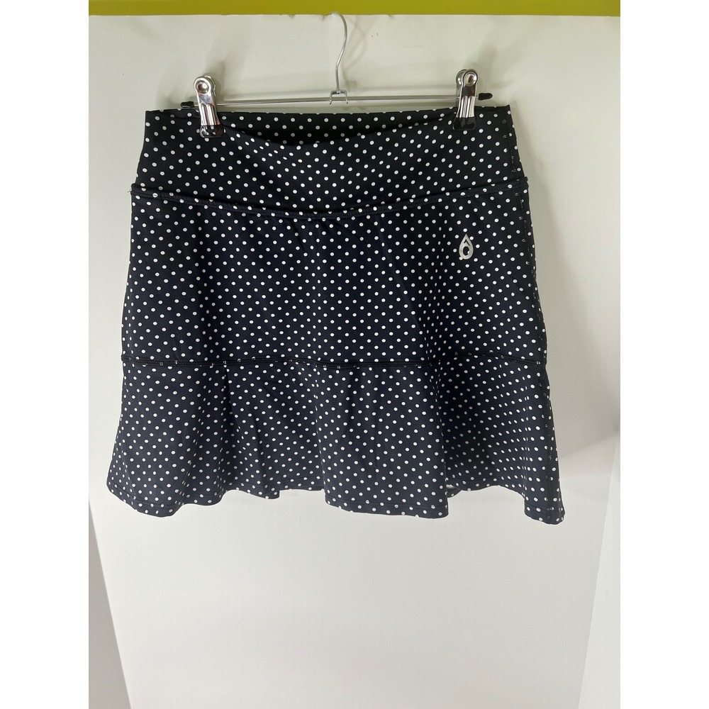 Dona Jo Athletic Black Polka Dot Tiered Skort with Built-in Shorts and Pocket